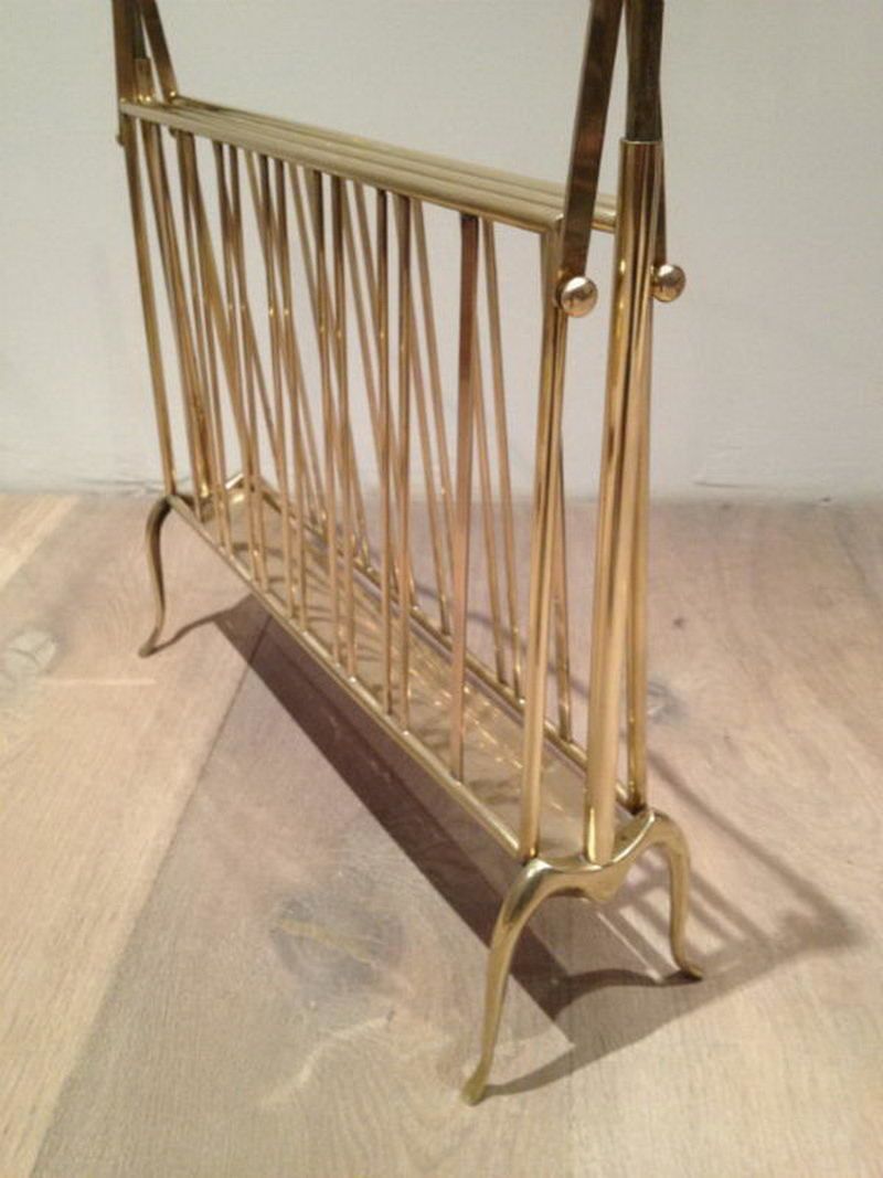 Brass Folding Magazine Rack. French. Circa 1960 photo vinterior