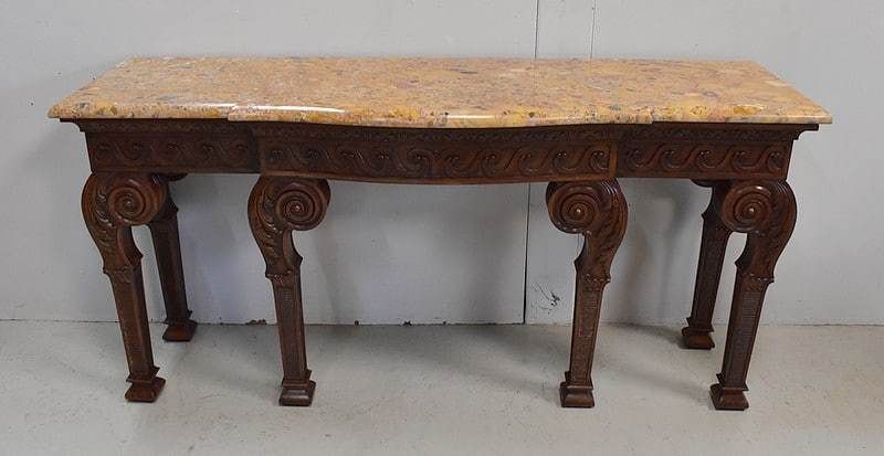 Large Console In Solid Mahogany And Marble Top, Louis XVI Style   Late 19th Century