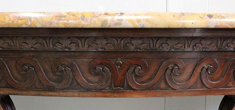 photo for sale Large Console In Solid Mahogany And Marble Top, Louis XVI Style   Late 19th Century