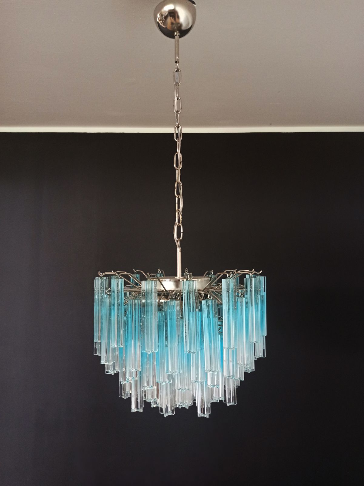 Gorgeous Murano Vintage Chandelier – 107 Quadriedri Blue Shade