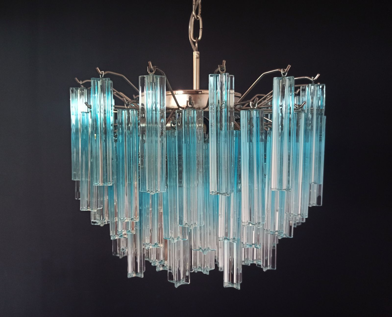Gorgeous Murano Vintage Chandelier – 107 Quadriedri Blue Shade photo vintage