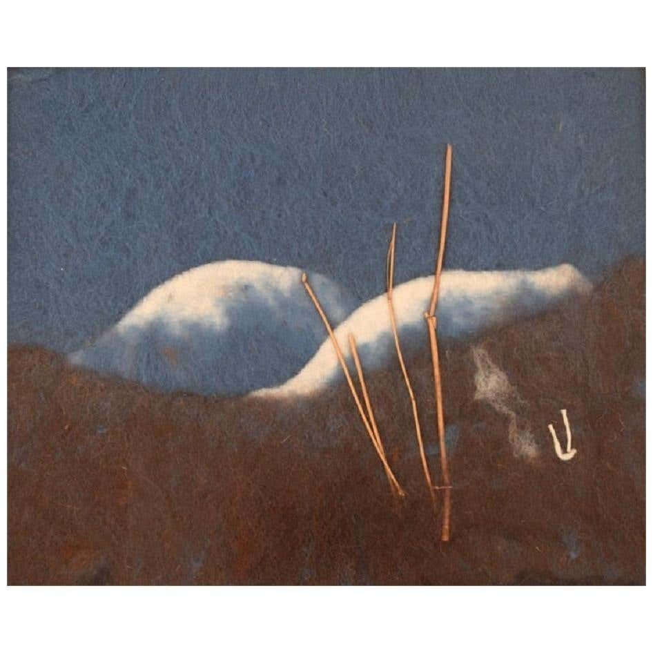 Lisa Johansson, Swedish Artist, Wool On Board, Modernist Mountain Landscape