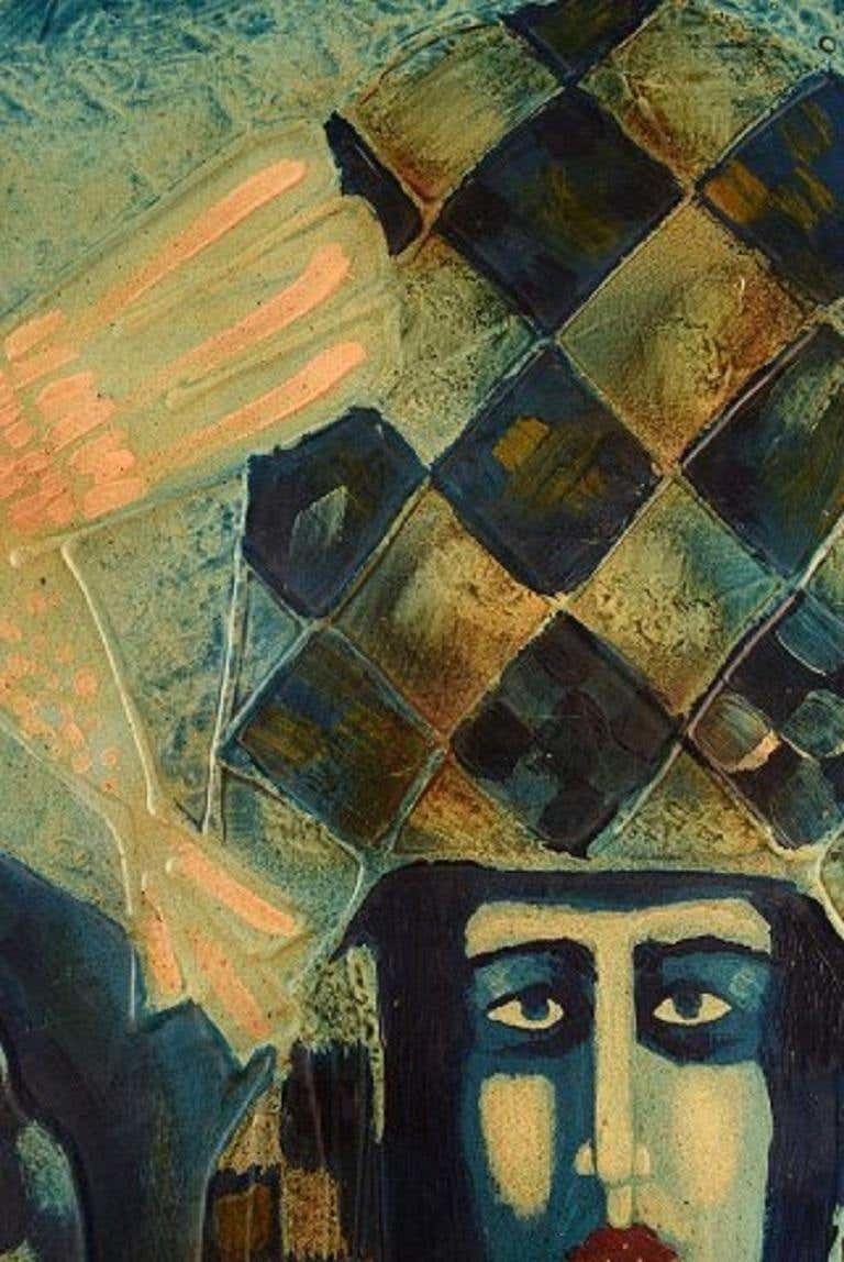 Bernard Fouilloux, French Artist, Oil On Canvas, "Arlequin", 1973 photo 778.0