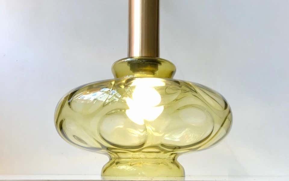 Scandinavian Modern Green Optical Glass Hanging Lamp, 1960s photo furniture