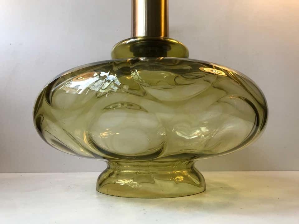 Scandinavian Modern Green Optical Glass Hanging Lamp, 1960s photo buy