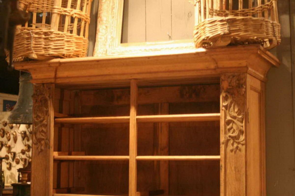 Decorative Carved Wood Piece Of Furniture With Shelves. 19th Century photo furniture