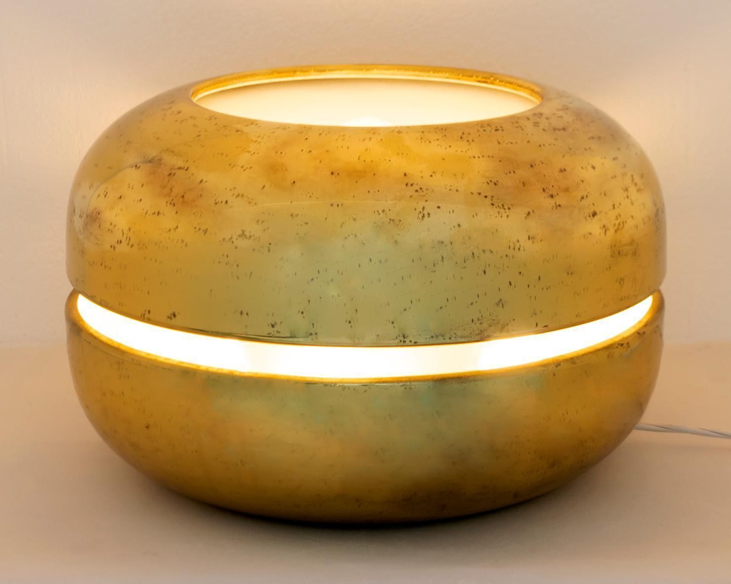 Luciano Frigerio Italian Table Lamp Vibrated Brass "Ballata Bassa", 1974 photo furniture