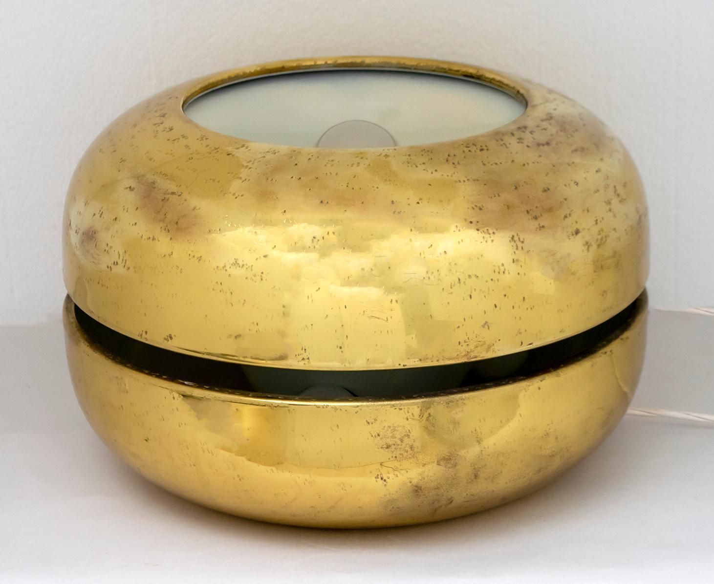 Luciano Frigerio Italian Table Lamp Vibrated Brass "Ballata Bassa", 1974 photo 3224.0