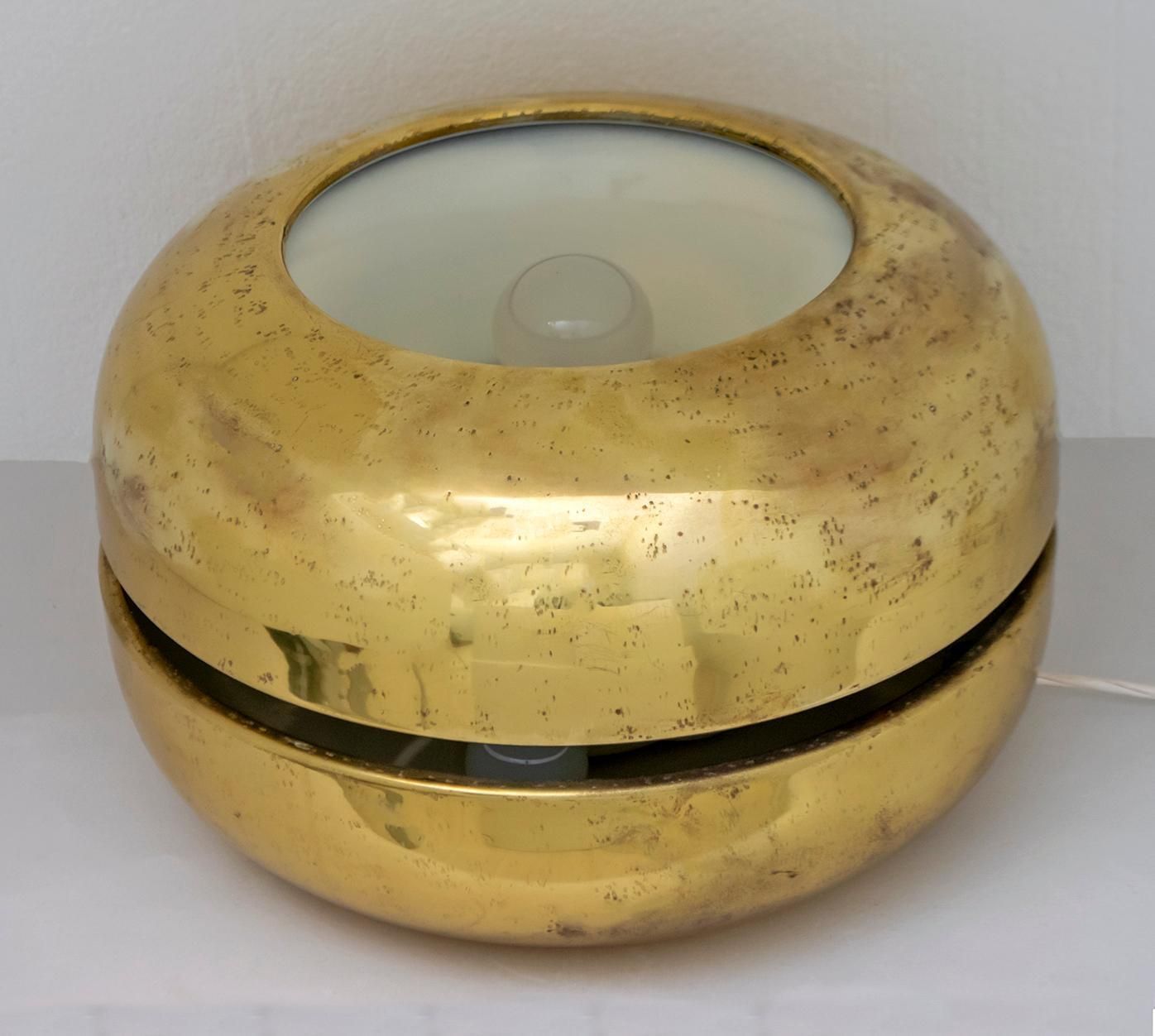 Luciano Frigerio Italian Table Lamp Vibrated Brass "Ballata Bassa", 1974 photo vintage