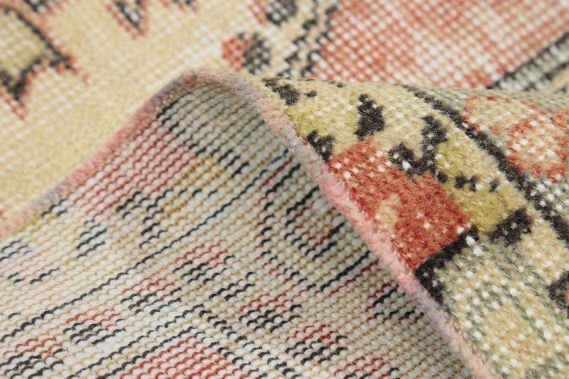 photo for sale 110x209 Cm Handmade Turkish Rug, Kitchen Rug, Home Decor, Luxury Area Rug, Oushak Rug, Faded Red Beige Rug, Handwoven Bohemian Wool Rug 3.6x6.9 Ft