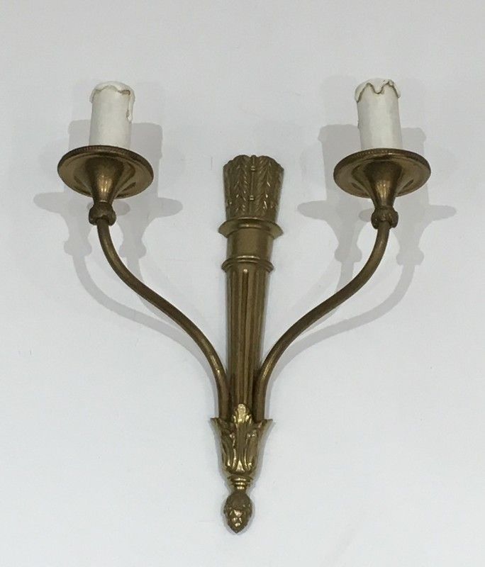 Louis The 16th Style Pair Of Bronze Wall Lights With Quiver. French Work. Circa 1960 photo Lighting