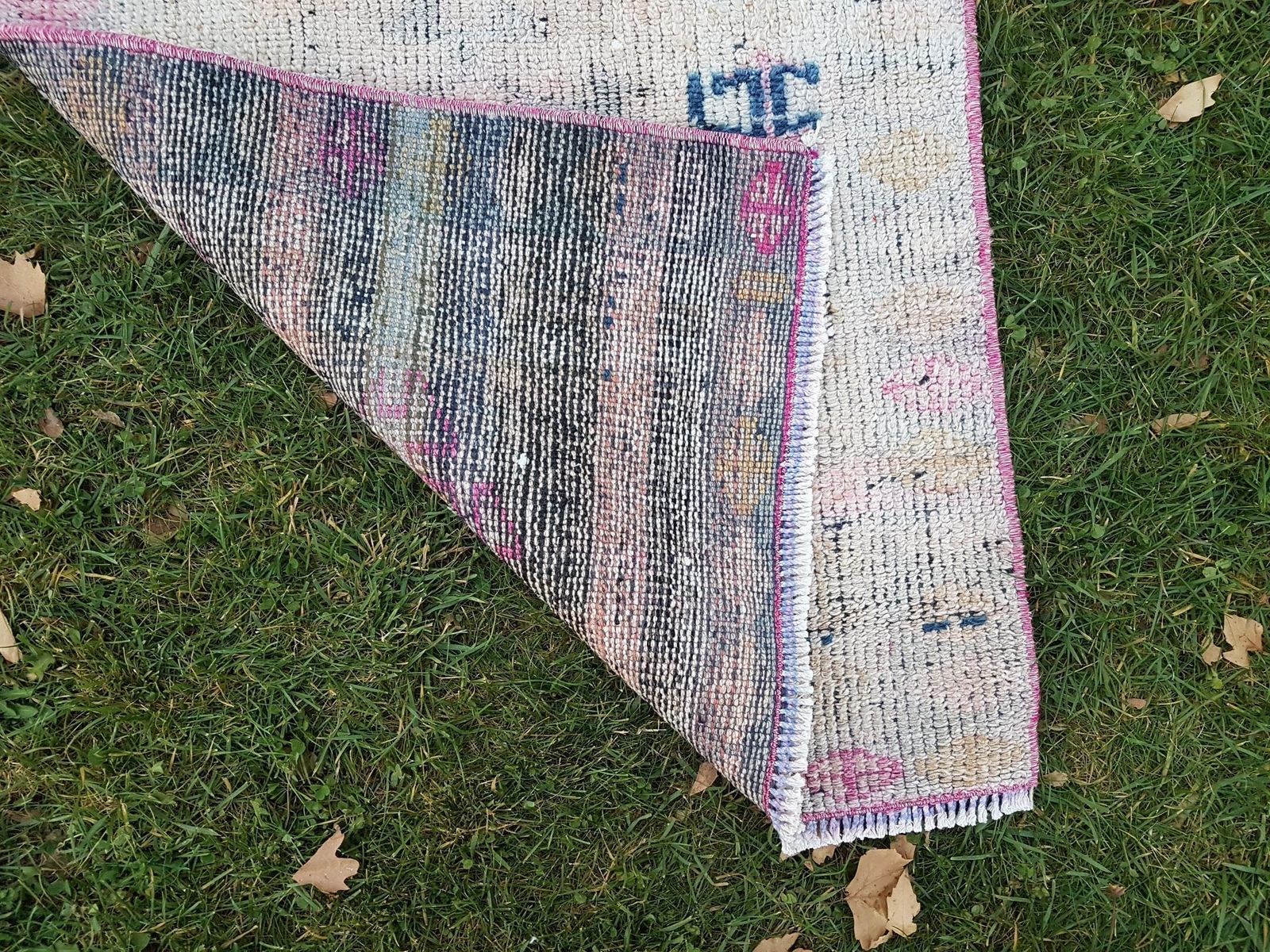 photo furniture Hand Knotted Muted Pink Color Turkish Oushak Runner Rug With Modern Tribal Style, Boho Chic Long Hallway Stair Carpet 2'4" X 15'1"