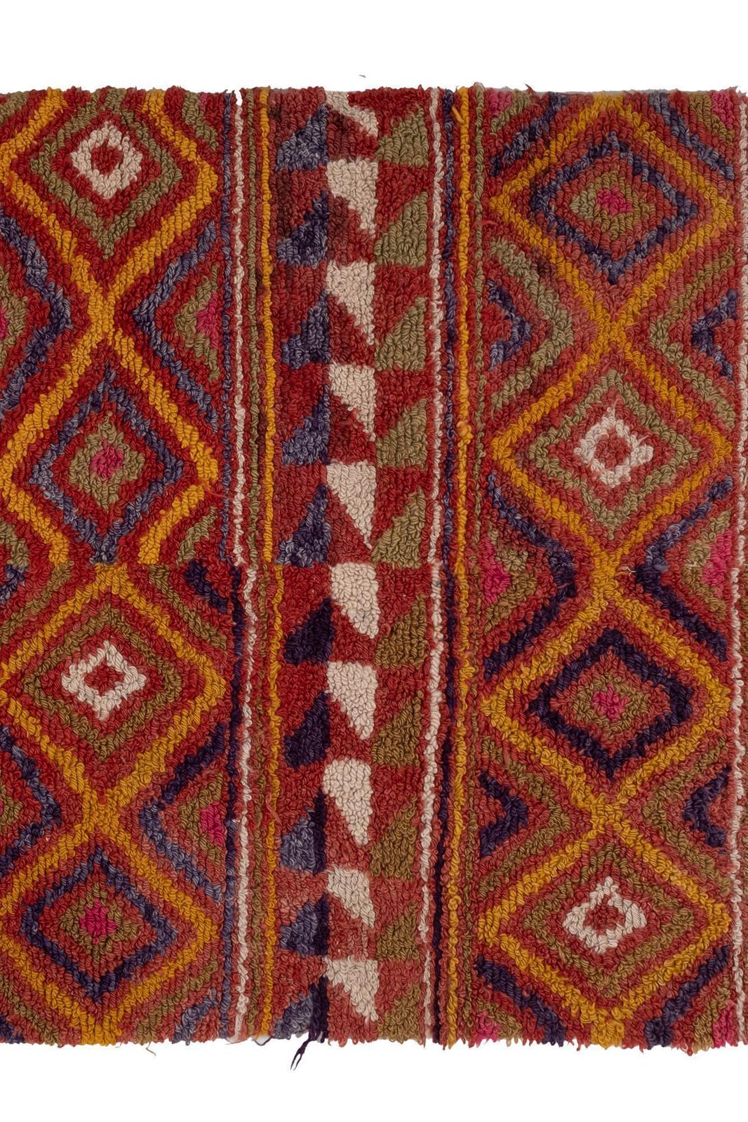 Checkered Midcentury Tulu Rug In Soft Colors 3'10" X 5'4" photo Textiles