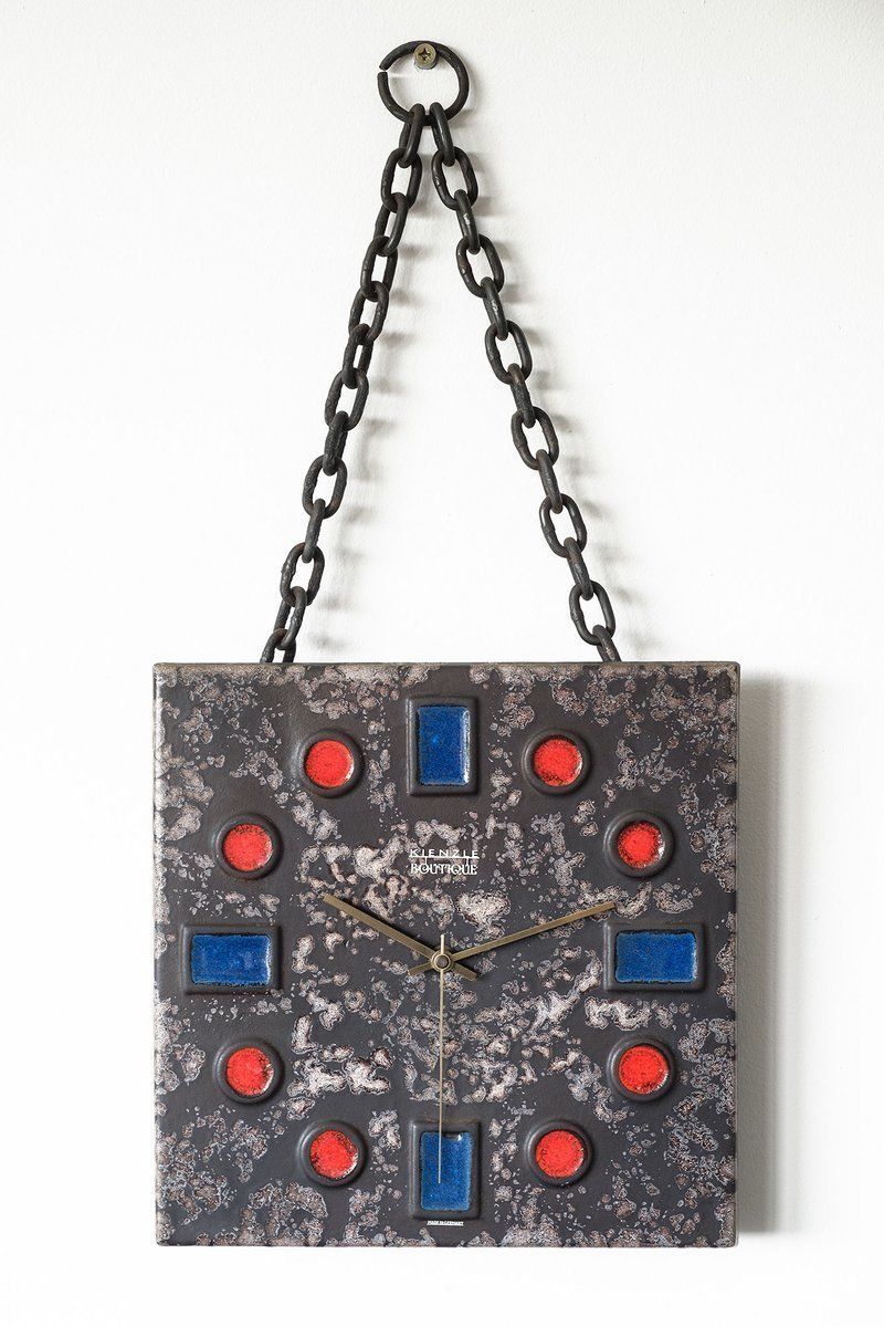 Brutalist German Ceramic Wall Clock By Carstens Tönnieshof For Kienzle International, 1980s