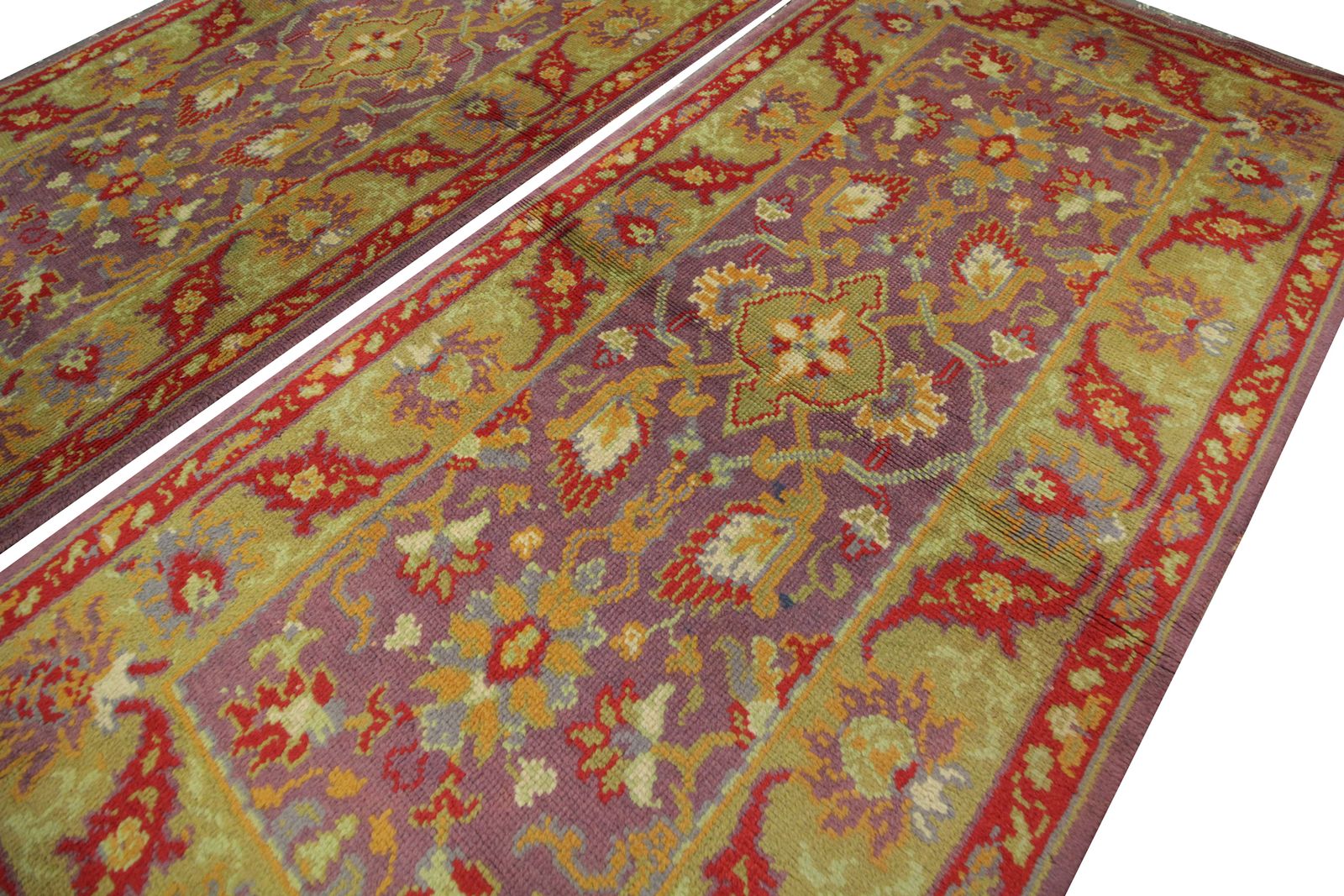 Rare Antique Rug Purple Wool Pile Rug, British Ax Minister Design 87x150cm photo for sale