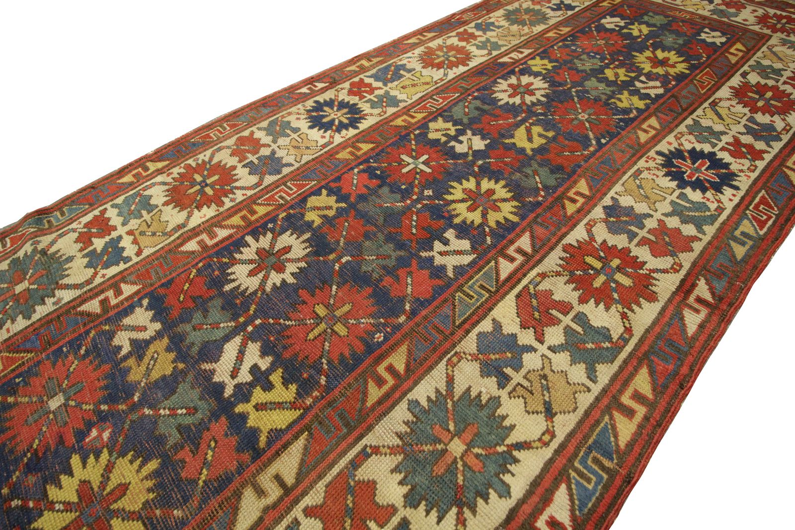 Handwoven Runner Antique Carpet Traditional Caucasian Kazak Rug 115x280cm photo Textiles
