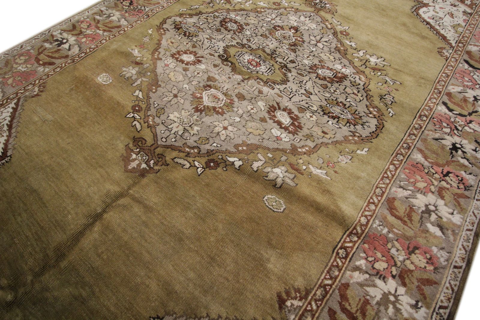 Antique Rug Green Turkish Rug 138 X 230 Cm Wool Carpet Rug photo for sale
