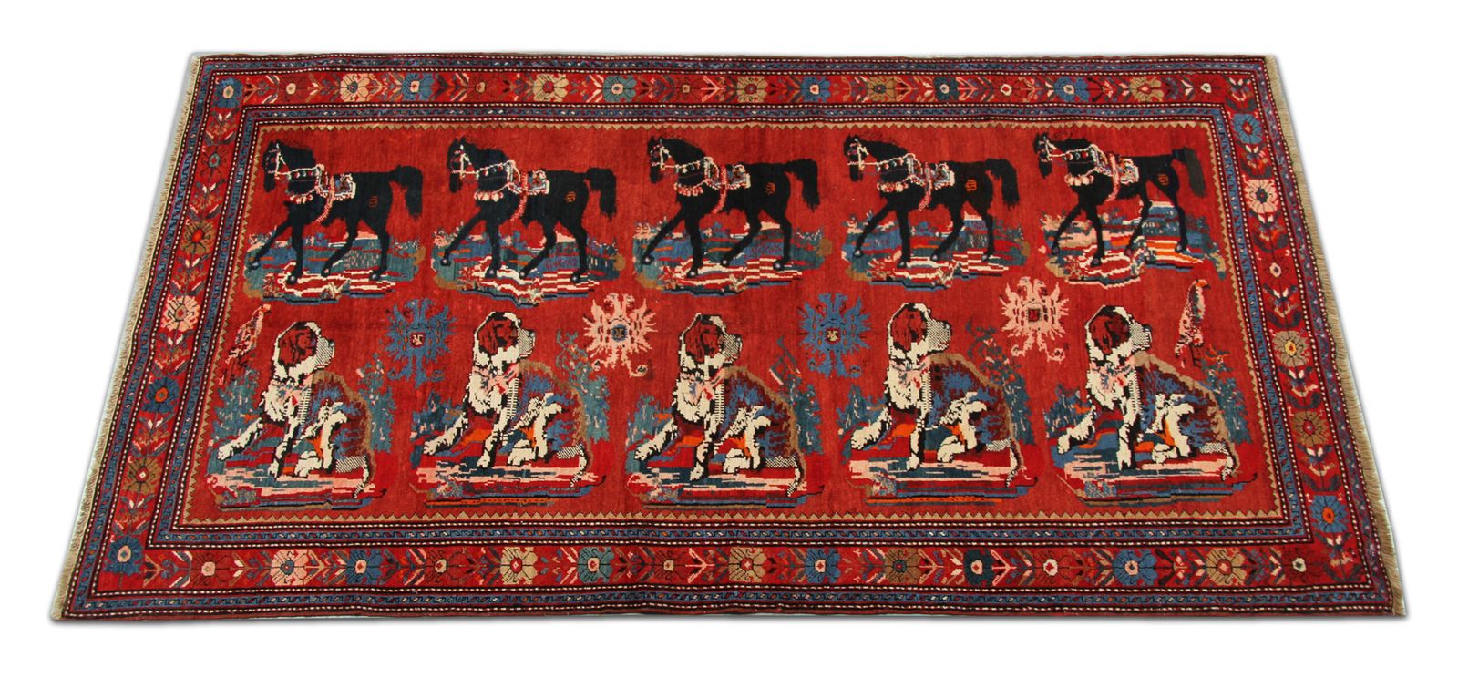 Antique Rugs Animal Design Karabagh Rug Oriental Carpets For Sale 131 X 265 Cm