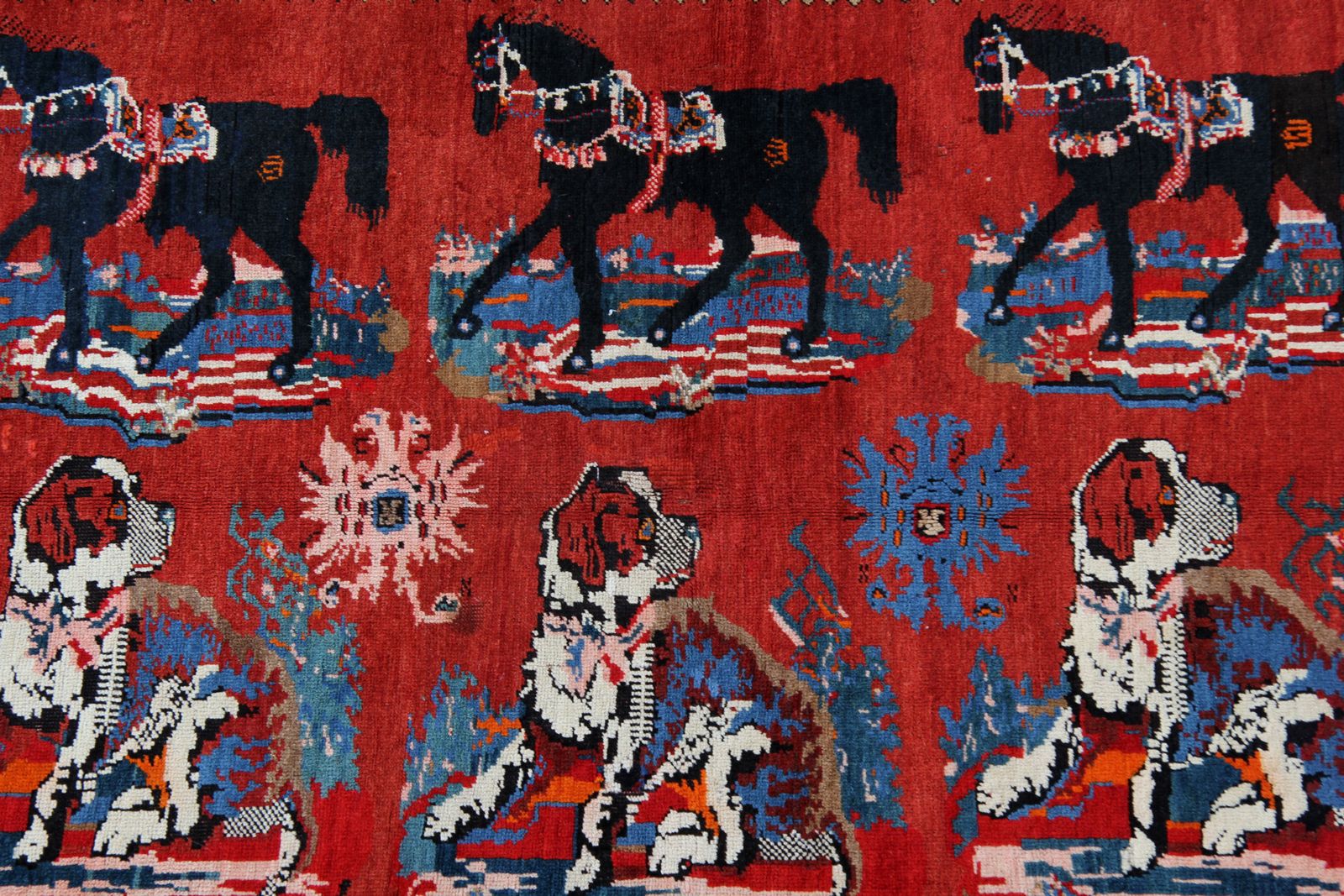 Antique Rugs Animal Design Karabagh Rug Oriental Carpets For Sale 131 X 265 Cm photo for sale