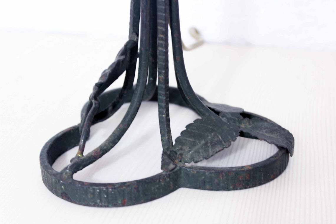 1930s Wrought Iron And Glass Lamp. Art Deco Art Nouveau photo vintage