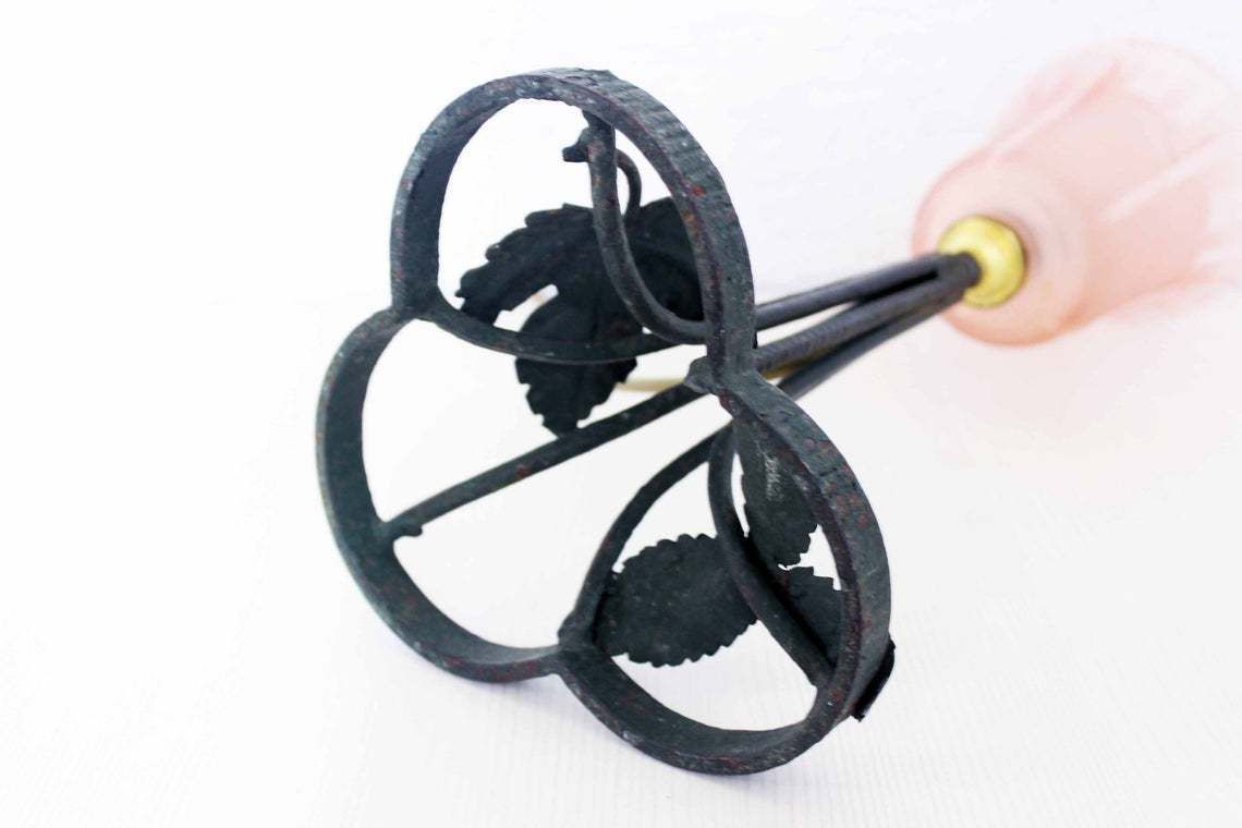 photo furniture 1930s Wrought Iron And Glass Lamp. Art Deco Art Nouveau
