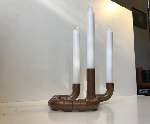 Vintage Industrial Scandinavian Copper Pipe Candleholder, 1970s photo furniture