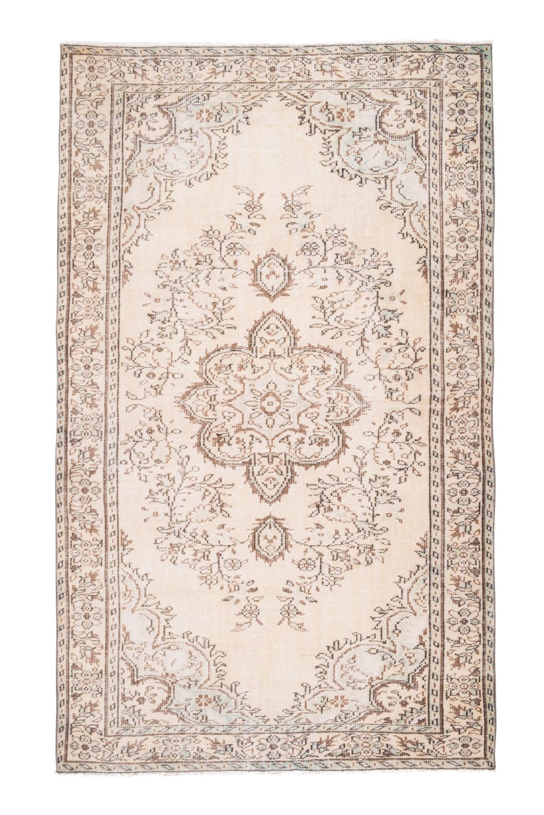 Anatolian Oushak Kars Handwoven Distressed Ushak Area Rug