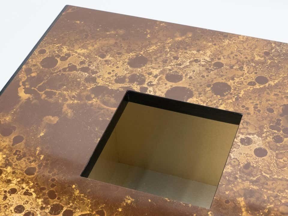 Rare Golden Lacquer And Brass Maison Jansen Bar Coffee Table, 1970s photo buy