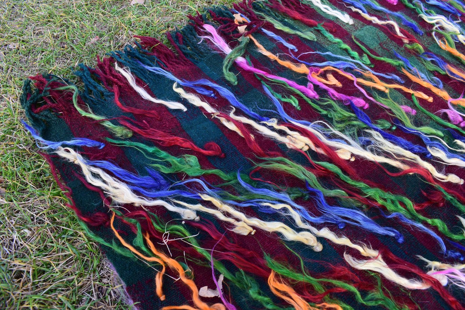 Vintage Wool Turkish Shaggy Tulu Rug 4'7" X 5'5" photo vintage
