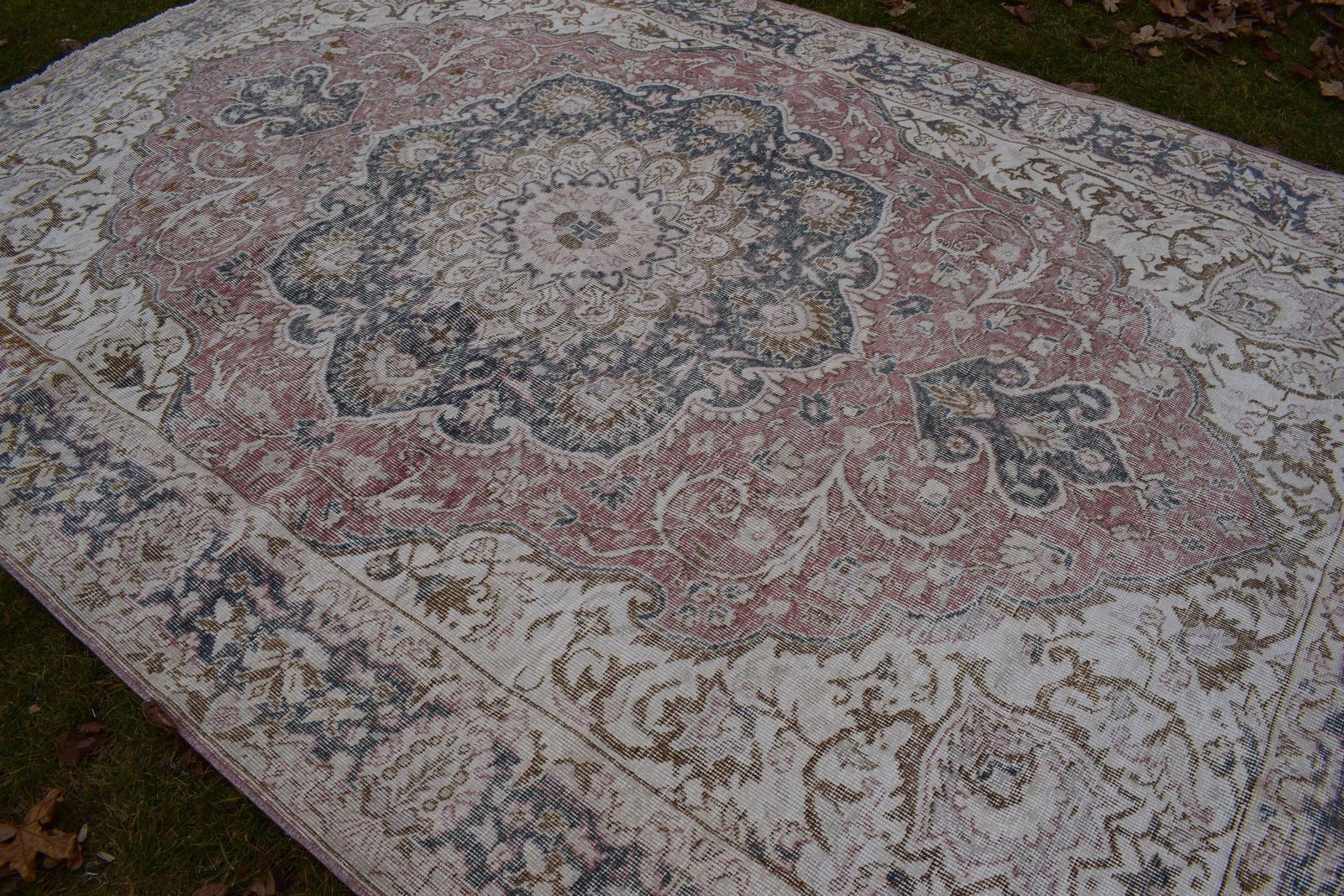 1960s Vintage Washed Out Oushak Rug photo for sale