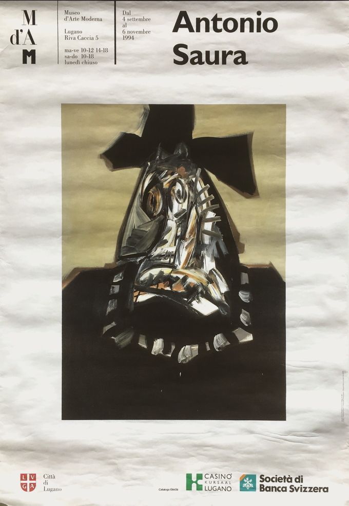 Saura Antonio, Giant Photo Screenprint Poster, Lugano Museum Exhibition 1994