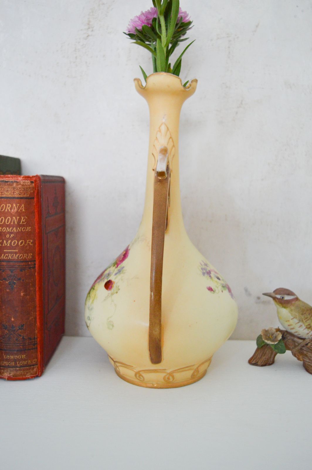 Antique Porcelain Urn Vase, Alexandra Porcelain Works Turin Austria, Hand Painted Art Nouveau Circa 1890 To 1900 Victorian Decorative Vase photo vinterior
