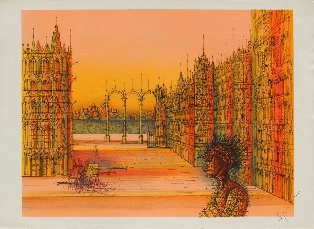 Carzou Jean   Lithograph   The Guardian Of The Palace