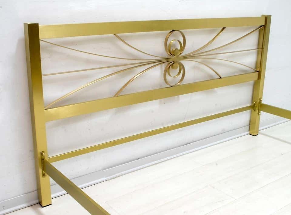 Luciano Frigerio Mid Century Modern Gilded And Satin Brass Double Bed, 1970s photo furniture