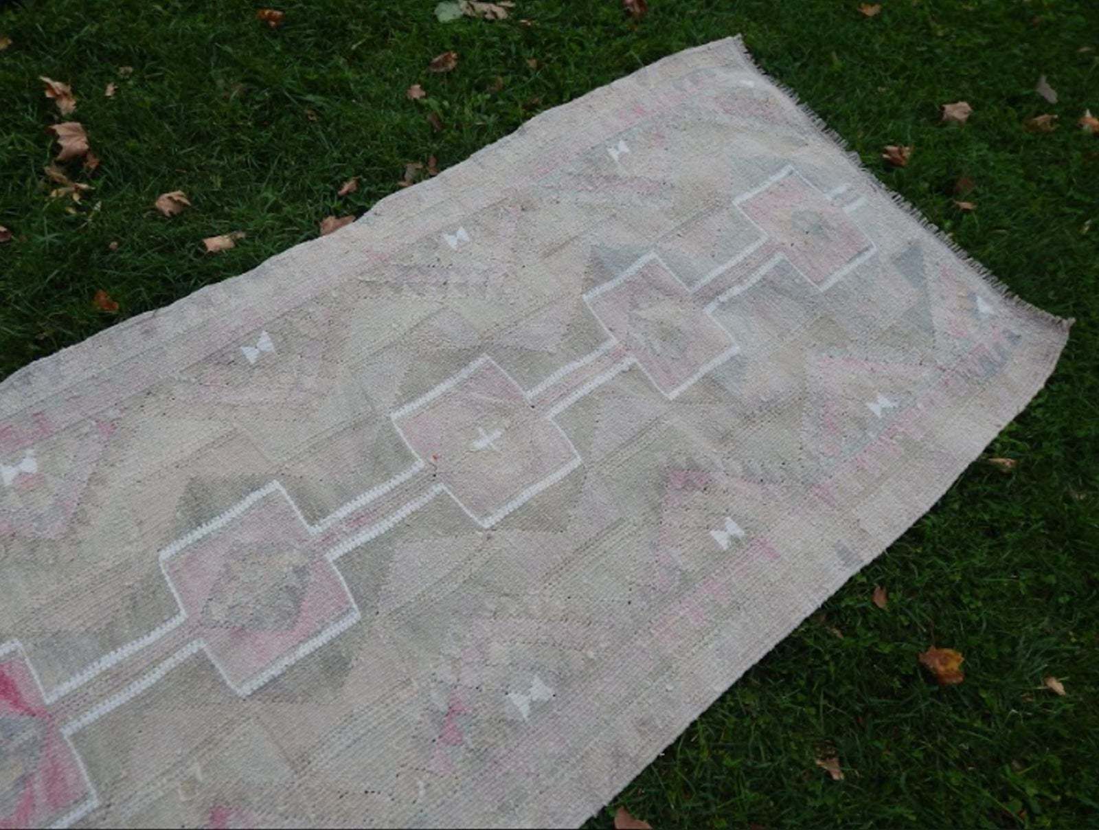 photo furniture Distressed Vintage Kurdish Hand Knotted Herki Kilim Runner Rug 2′11″ × 9′7″