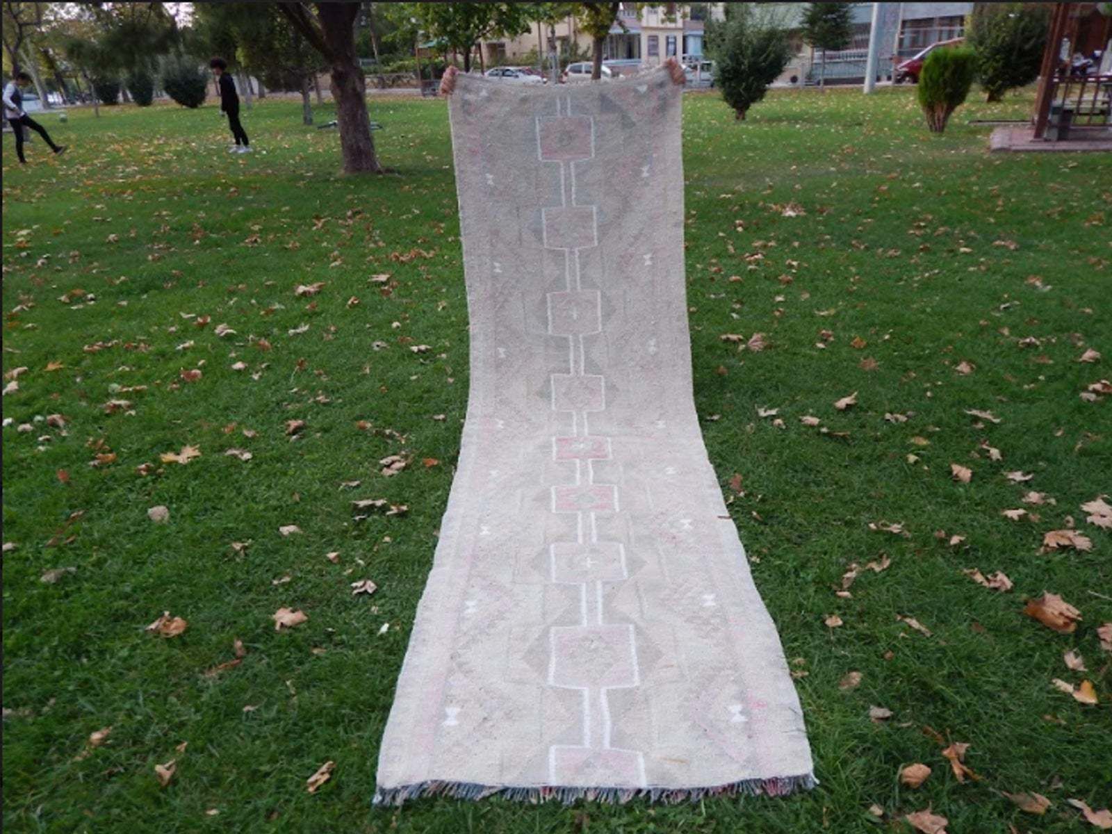 Textiles Distressed Vintage Kurdish Hand Knotted Herki Kilim Runner Rug 2′11″ × 9′7″ photo