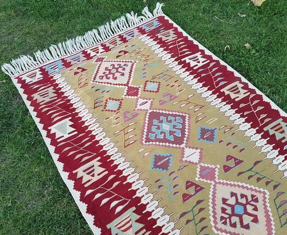 1970s Vintage Turkish Kilim Rug 3′10″ × 5′11″ photo for sale