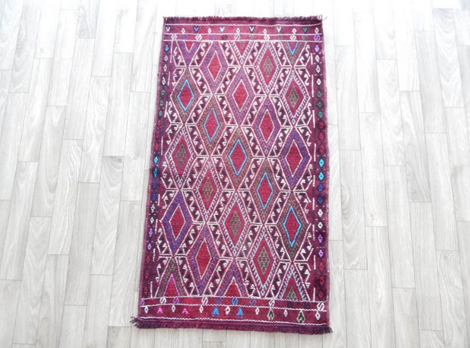 Turkish Boho Handmade Small Runner Rug 1′8″ × 2′11″ photo furniture