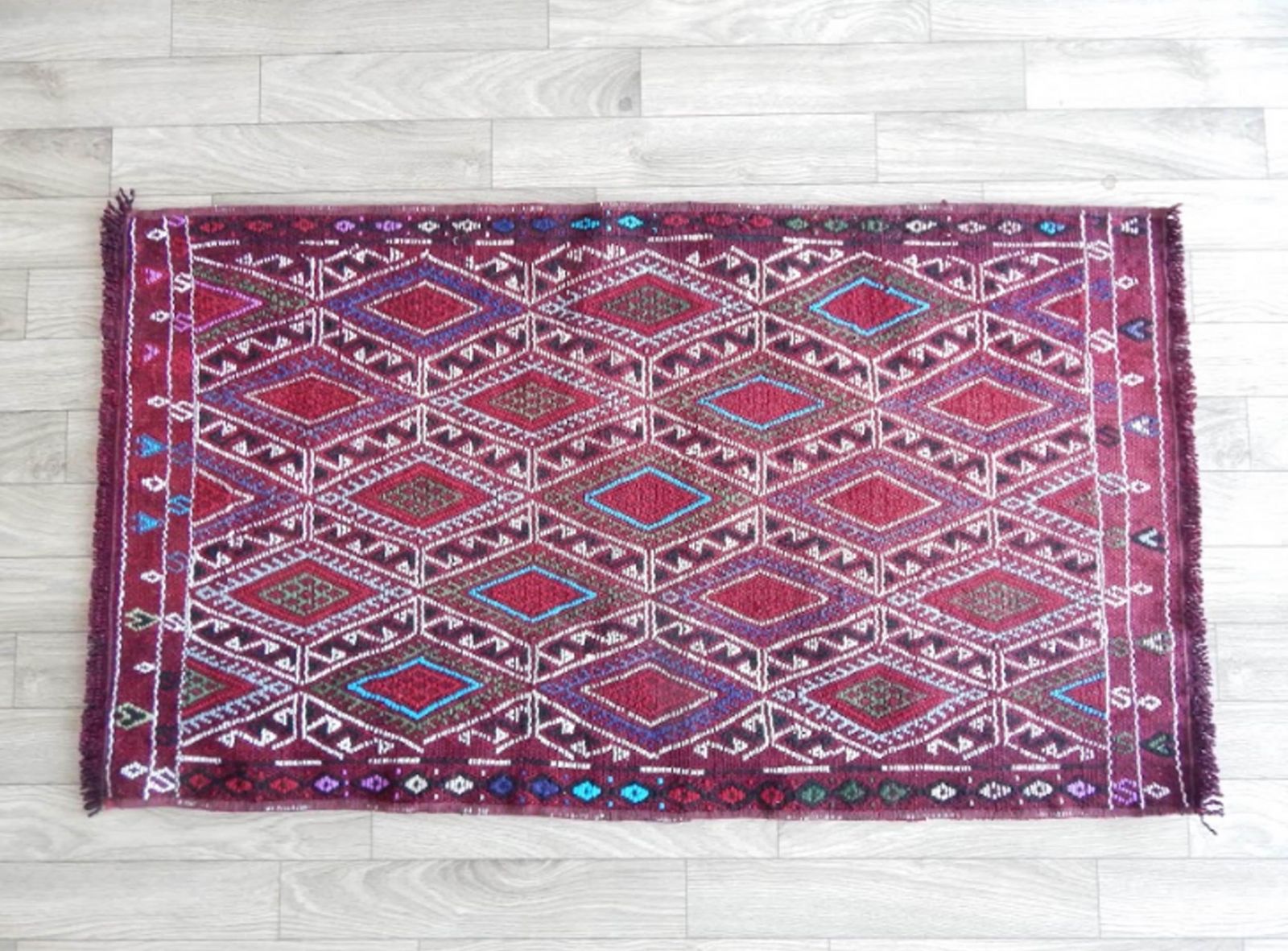 Turkish Boho Handmade Small Runner Rug 1′8″ × 2′11″ photo buy