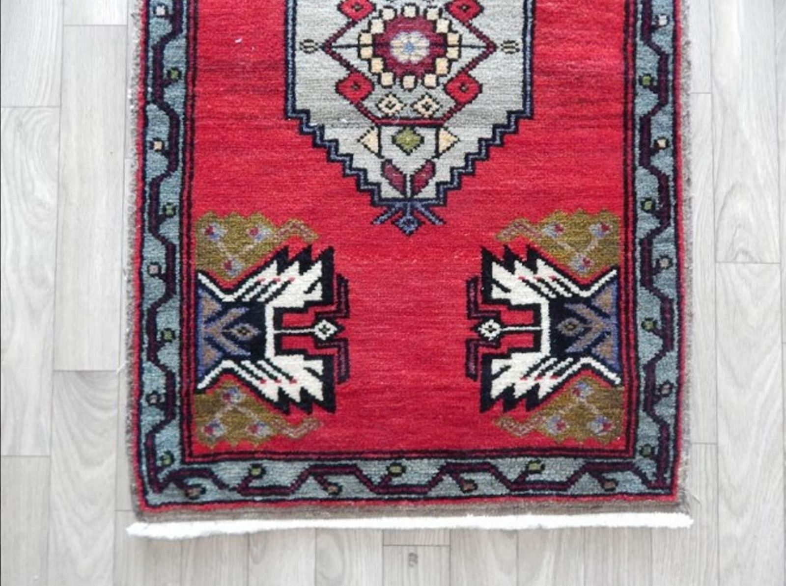 Small Turkish Rug Hand Knotted Distressed Low Pile Area Rug Faded Mat 1′9″ × 2′9″ photo 94.0