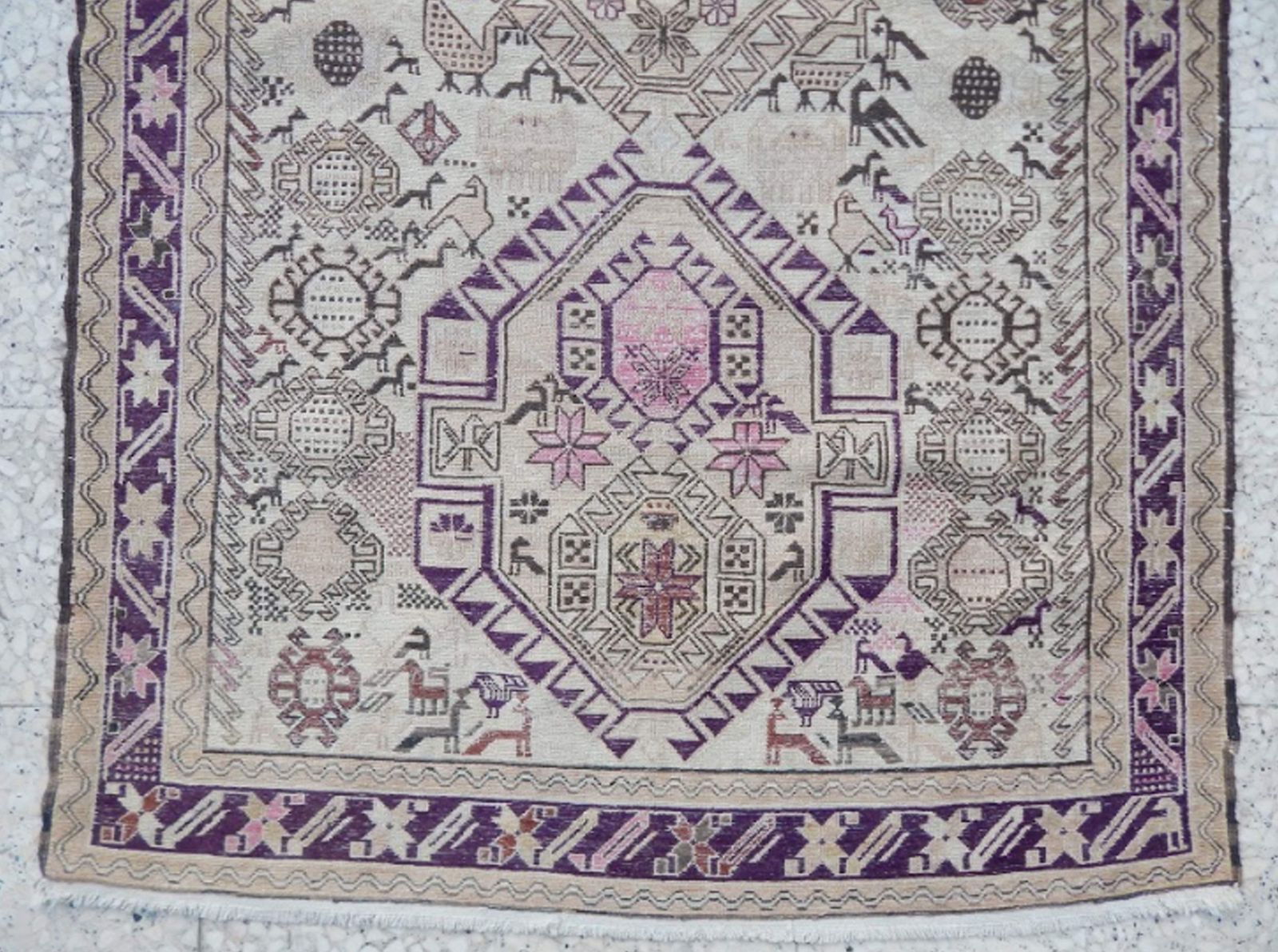 Vintage Animal Soumak, Mid Century Nomadic Gallery Rug 3′11″ × 6′2″ photo vinterior