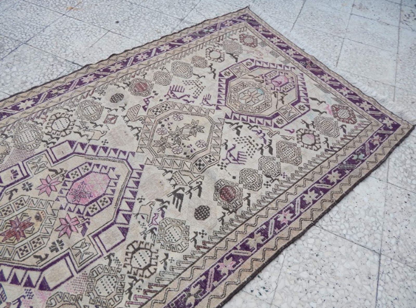 Vintage Animal Soumak, Mid Century Nomadic Gallery Rug 3′11″ × 6′2″ photo vintage