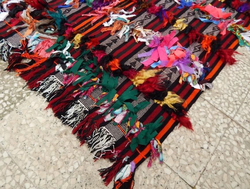 1970s Vintage Angora Wool Boucheroite Tulu Kilim Rug 5′12″ × 9′6″ photo 483.0