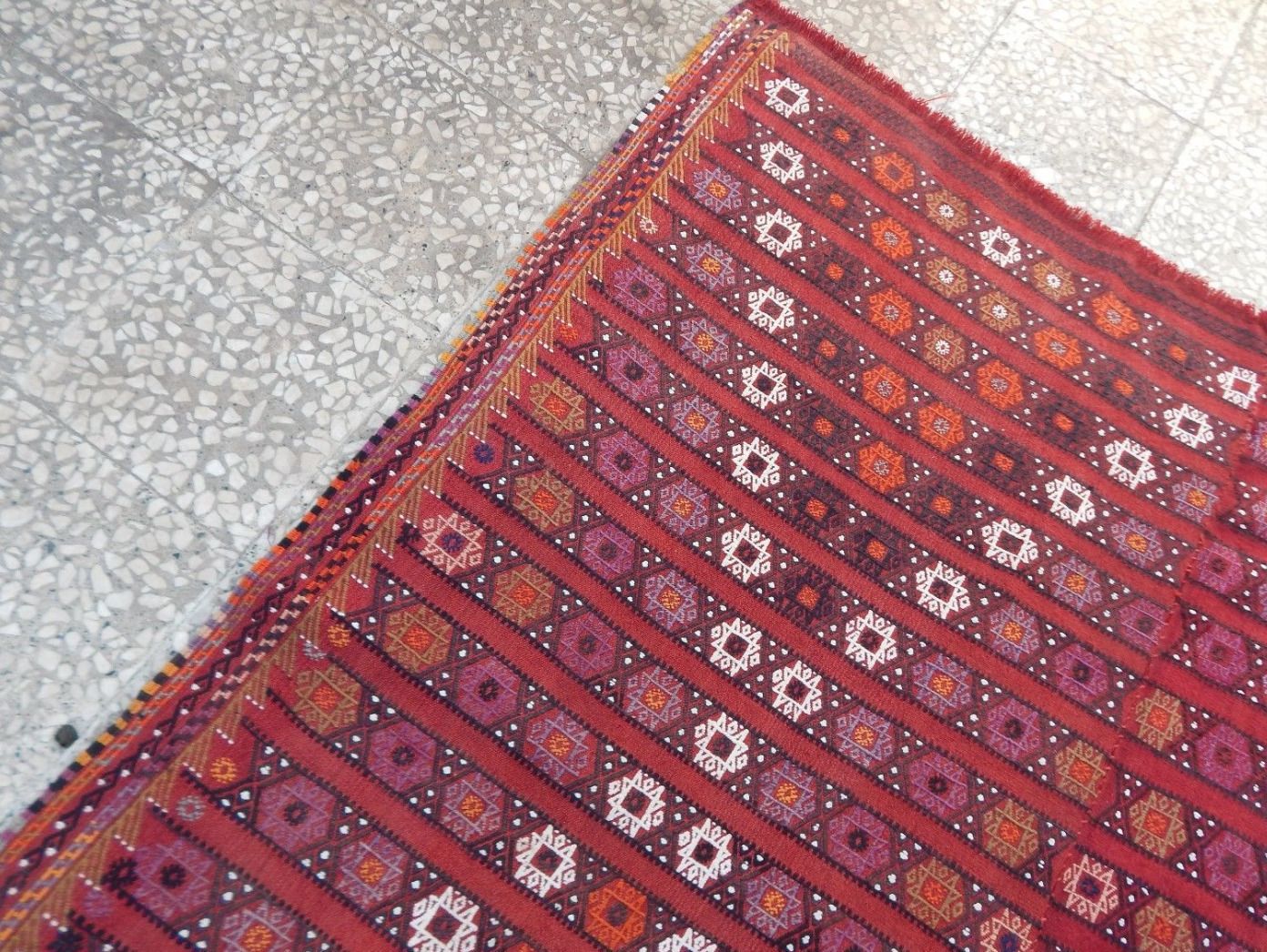 1970s Vintage Turkish Kilim Cicim Rug 5′6″ × 13′ photo for sale
