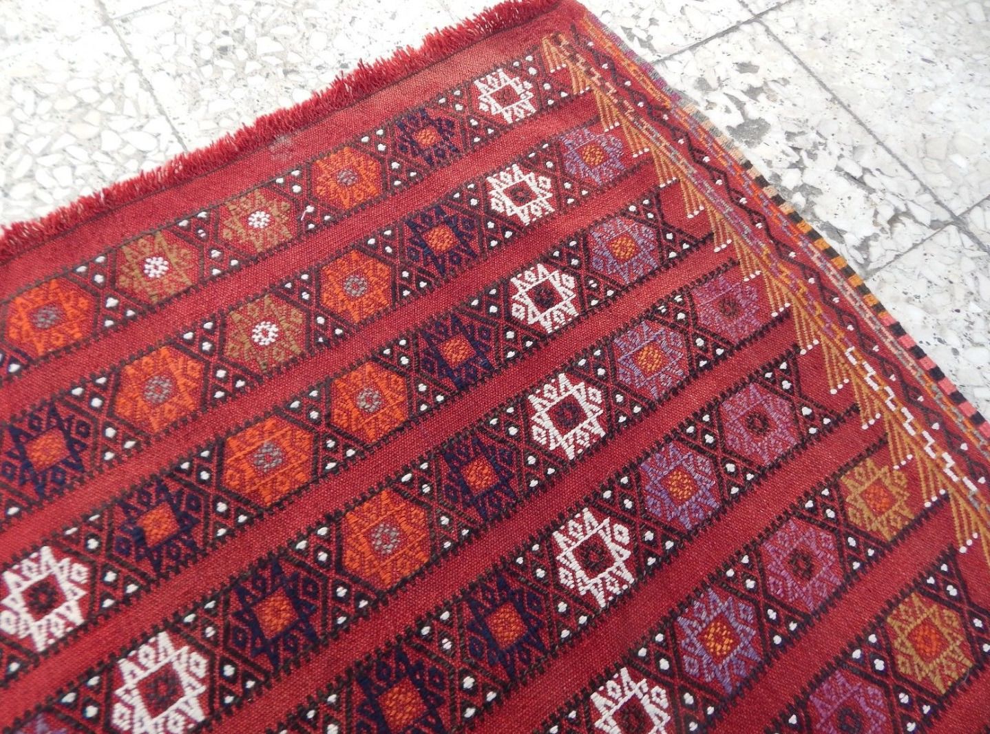 1970s Vintage Turkish Kilim Cicim Rug 5′6″ × 13′ photo vinterior