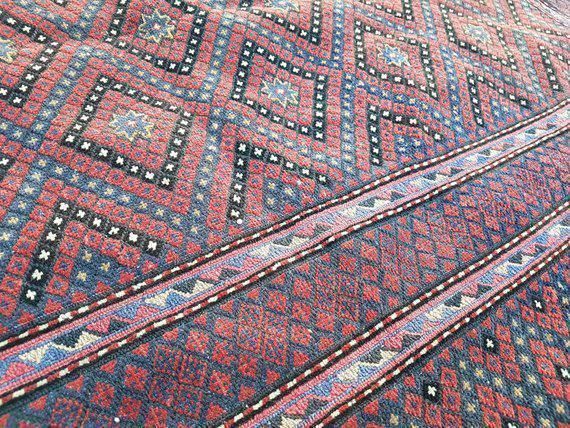 1970s Vintage Turkmen Afghan Baluch Rug 4′4″ × 6′3″ photo vintage