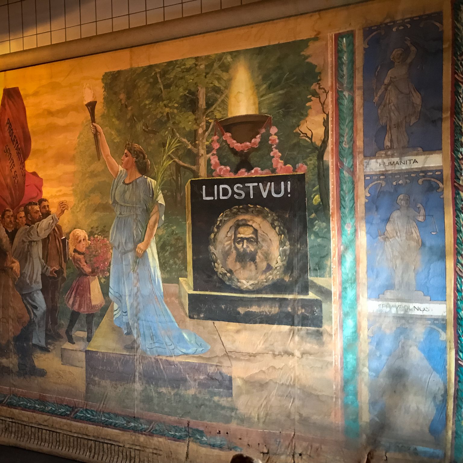 3640.0 Xl Theater Painting By Karl Marx On Canvas Circa 1900 Czech Republic photo