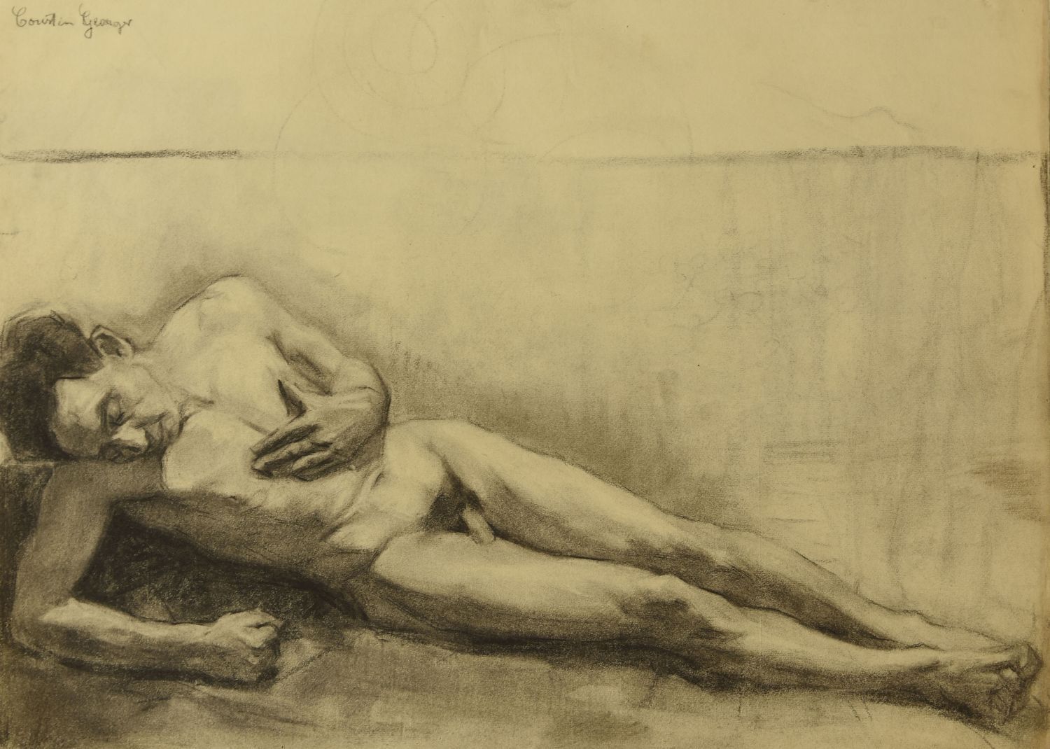 Academic Charcoal Drawing From The 1930s By Georges Courtin photo Art