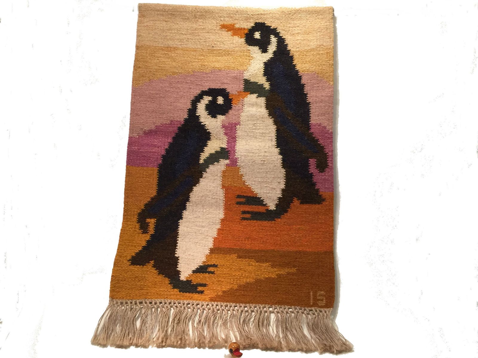 Signed Swedish Flat Weave Rug / Wall Hanging By Textile Artist Ingegerd Silow