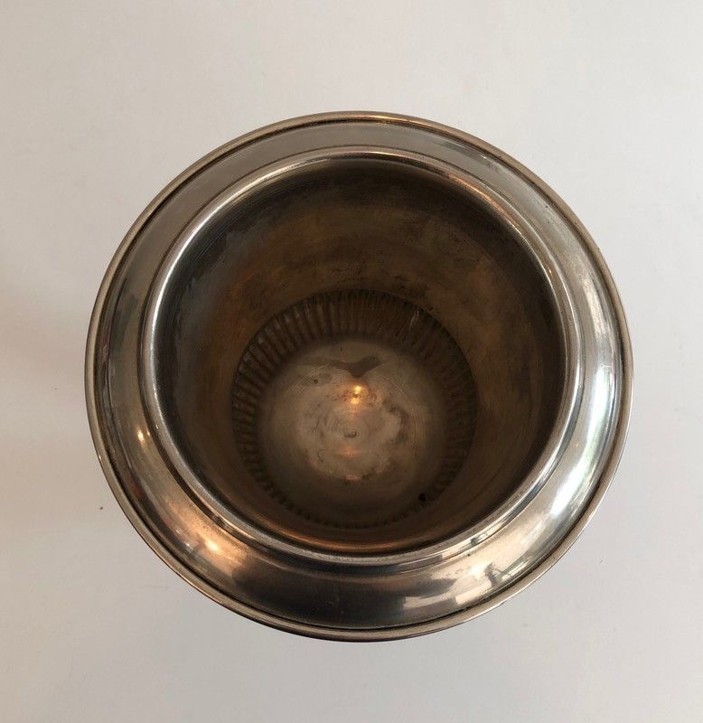 Pair Of Small Medicis Style Silvered Metal Champagne Bucket. French. Circa 1940 photo vinterior